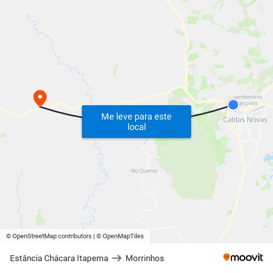 Estância Chácara Itapema to Morrinhos map