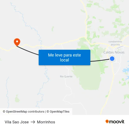 Vila Sao Jose to Morrinhos map