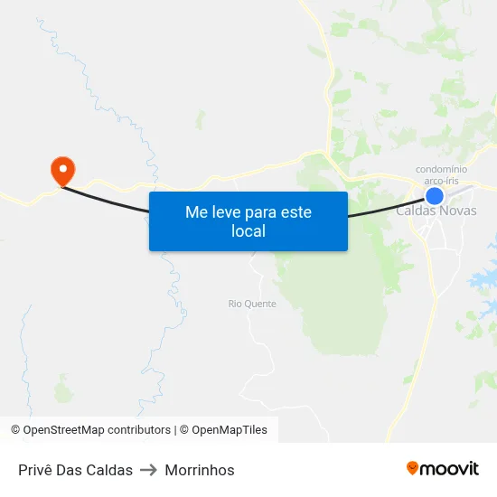 Privê Das Caldas to Morrinhos map