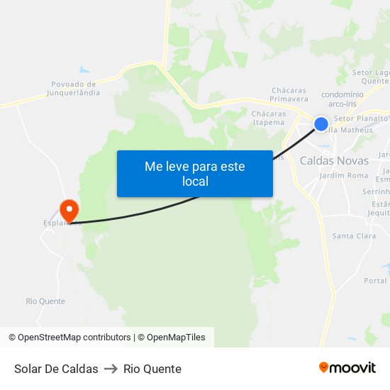 Solar De Caldas to Rio Quente map