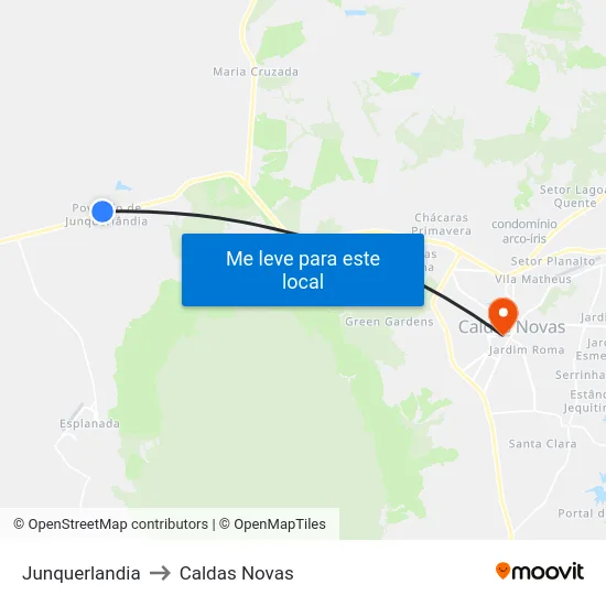 Junquerlandia to Caldas Novas map