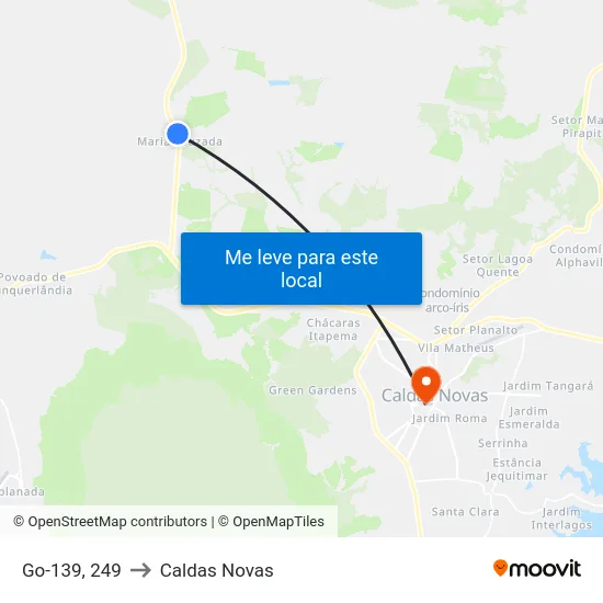 Go-139, 249 to Caldas Novas map