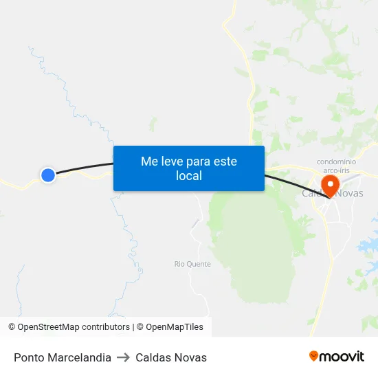 Ponto Marcelandia to Caldas Novas map