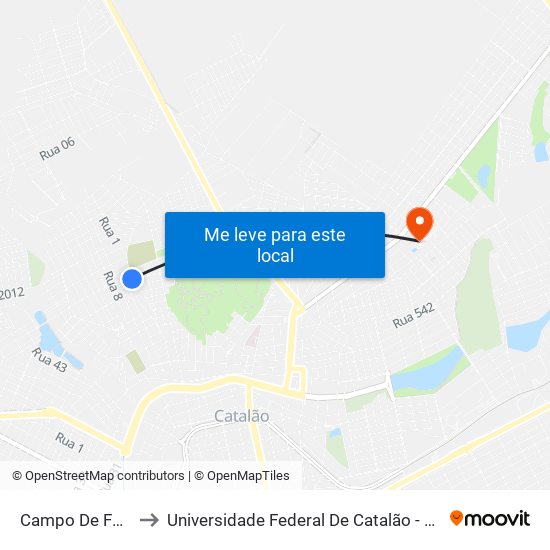 Campo De Futebol to Universidade Federal De Catalão - Campus 01 map