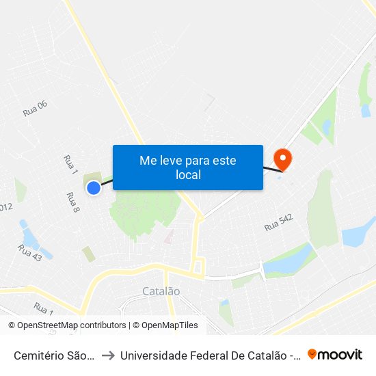 Cemitério São Pedro to Universidade Federal De Catalão - Campus 01 map