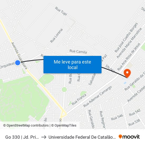 Go 330 | Jd. Primavera to Universidade Federal De Catalão - Campus 01 map