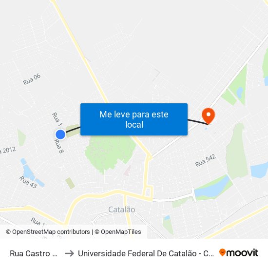 Rua Castro Alves to Universidade Federal De Catalão - Campus 01 map