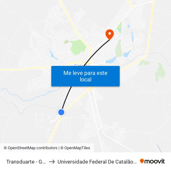 Transduarte - Garagem to Universidade Federal De Catalão - Campus 01 map
