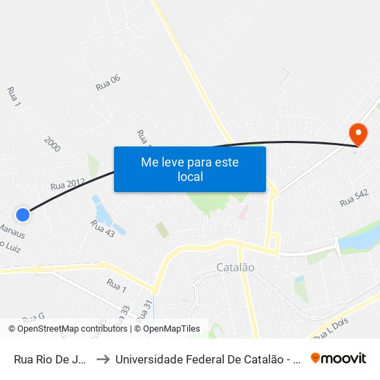 Rua Rio De Janeiro to Universidade Federal De Catalão - Campus 01 map