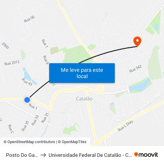 Posto Do Gaúcho to Universidade Federal De Catalão - Campus 01 map