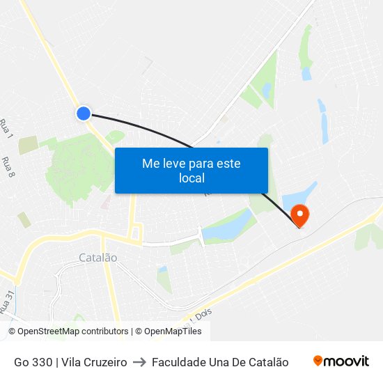 Go 330 | Vila Cruzeiro to Faculdade Una De Catalão map