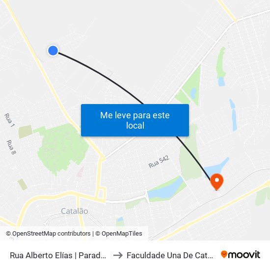Rua Alberto Elías | Parada 01 to Faculdade Una De Catalão map