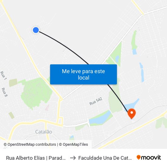 Rua Alberto Elías | Parada 02 to Faculdade Una De Catalão map