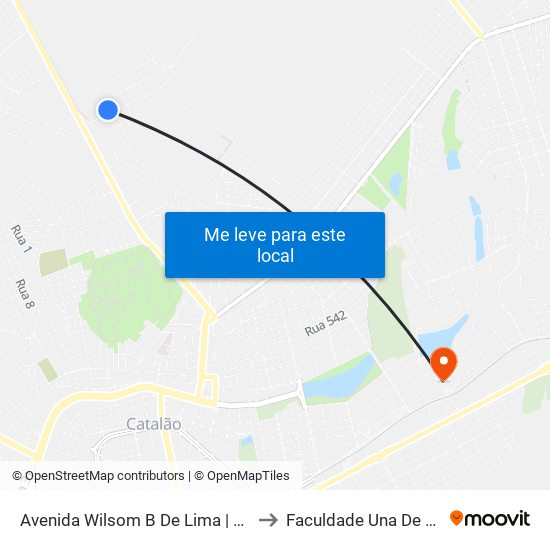 Avenida Wilsom B De Lima | Parada 02 to Faculdade Una De Catalão map