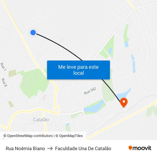 Rua Noêmia Biano to Faculdade Una De Catalão map