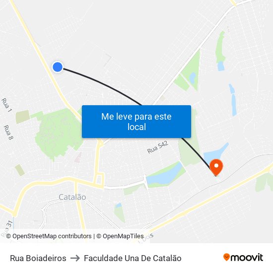 Rua Boiadeiros to Faculdade Una De Catalão map