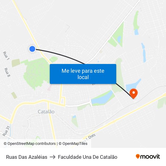 Ruas Das Azaléias to Faculdade Una De Catalão map