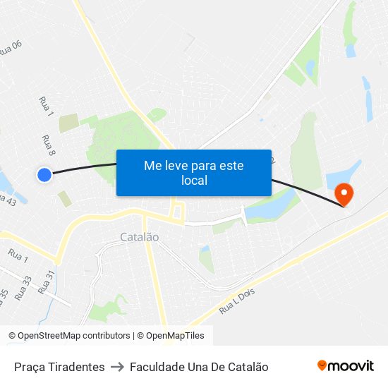 Praça Tiradentes to Faculdade Una De Catalão map
