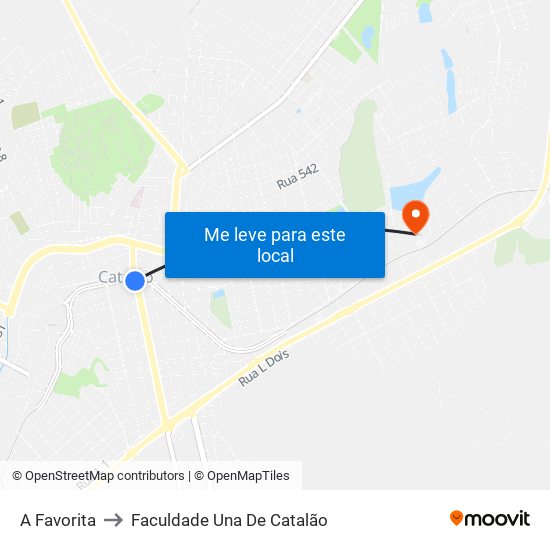 A Favorita to Faculdade Una De Catalão map