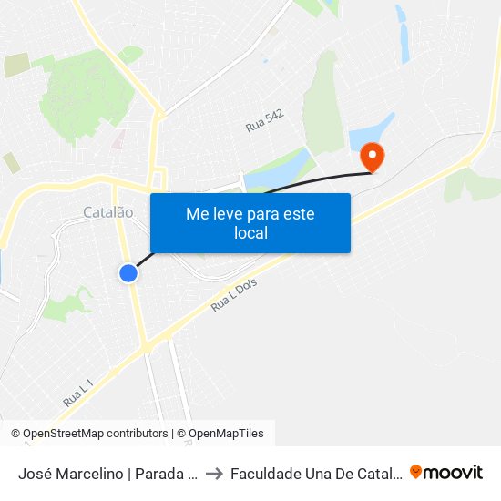 José Marcelino | Parada 03 to Faculdade Una De Catalão map