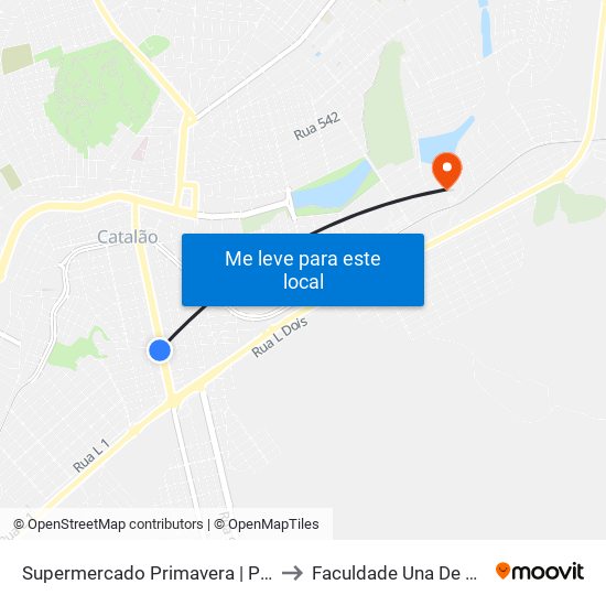 Supermercado Primavera | Parada 01 to Faculdade Una De Catalão map