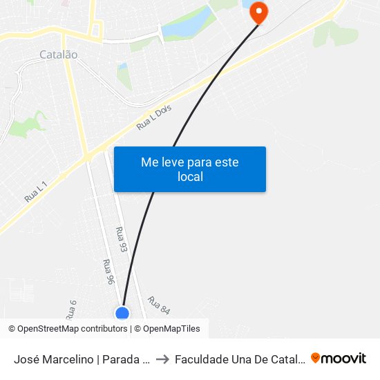 José Marcelino | Parada 10 to Faculdade Una De Catalão map