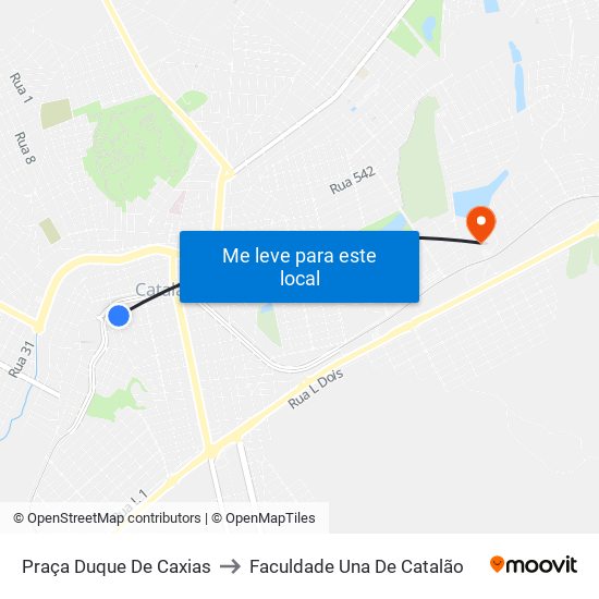 Praça Duque De Caxias to Faculdade Una De Catalão map