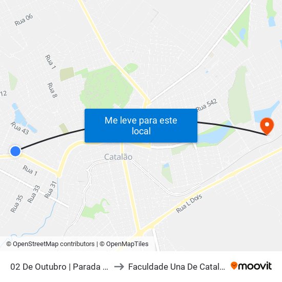 02 De Outubro | Parada 01 to Faculdade Una De Catalão map