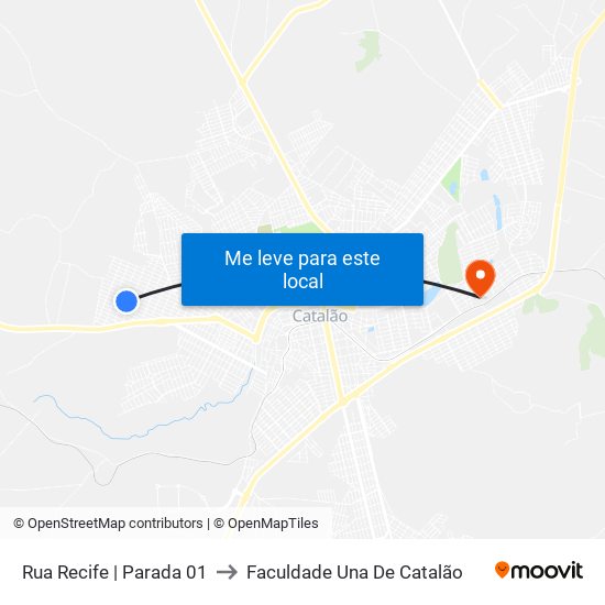 Rua Recife | Parada 01 to Faculdade Una De Catalão map