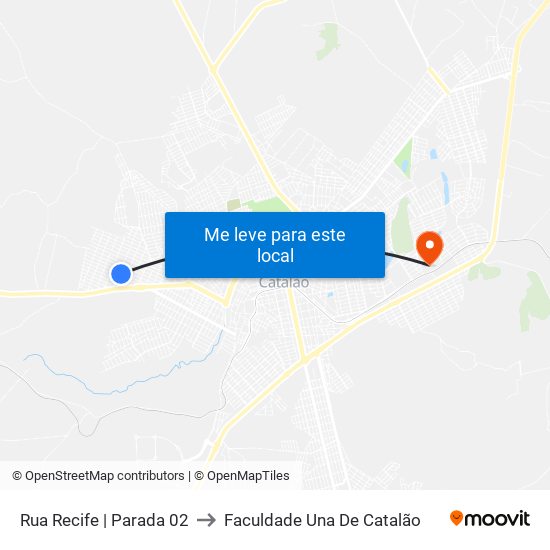 Rua Recife | Parada 02 to Faculdade Una De Catalão map