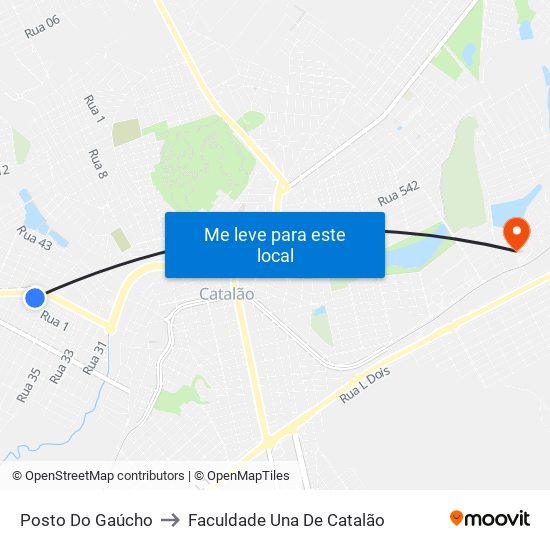 Posto Do Gaúcho to Faculdade Una De Catalão map