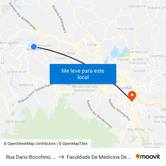 Rua Dario Bocchino, 3064 to Faculdade De Medicina De Jundiaí map