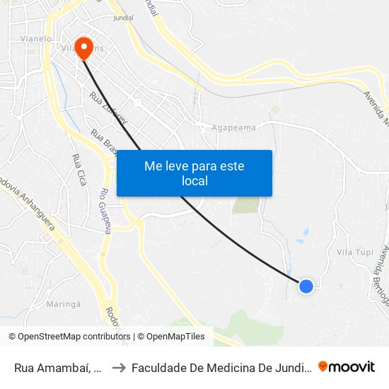 Rua Amambaí, 37 to Faculdade De Medicina De Jundiaí map