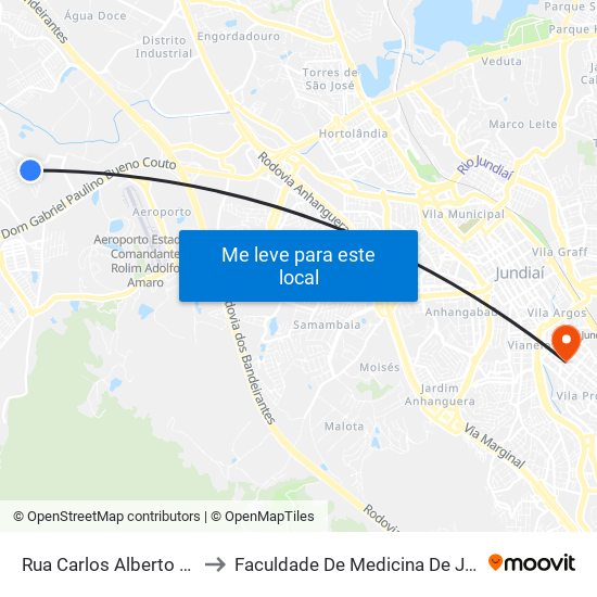 Rua Carlos Alberto Pilon to Faculdade De Medicina De Jundiaí map