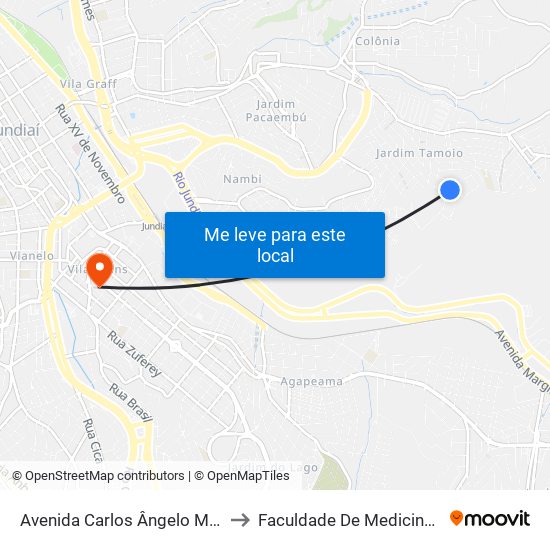 Avenida Carlos Ângelo Mathion, 2001 to Faculdade De Medicina De Jundiaí map