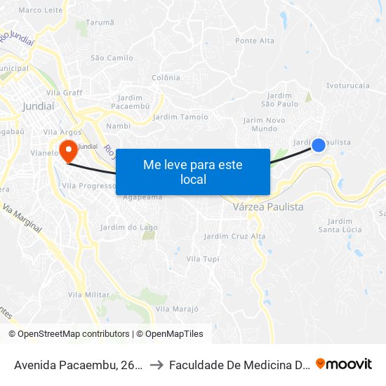 Avenida Pacaembu, 2627-2669 to Faculdade De Medicina De Jundiaí map