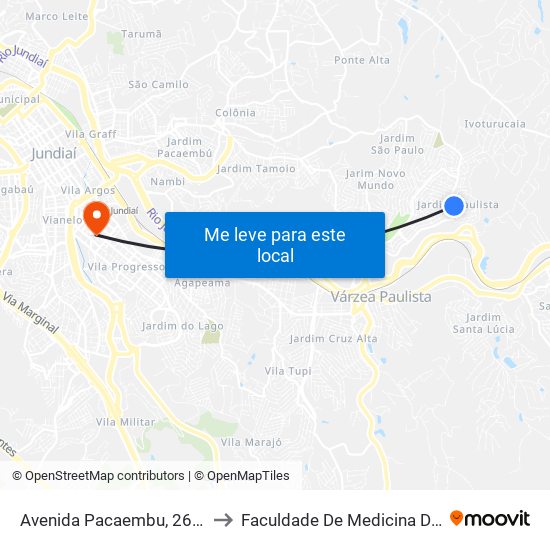 Avenida Pacaembu, 2672-2738 to Faculdade De Medicina De Jundiaí map