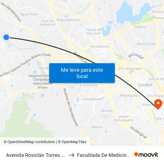 Avenida Rosiclair Torres Batista, S/Nº to Faculdade De Medicina De Jundiaí map