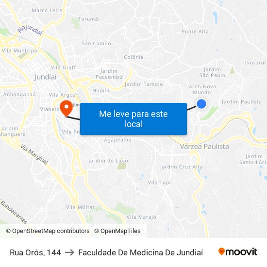 Rua Orós, 144 to Faculdade De Medicina De Jundiaí map