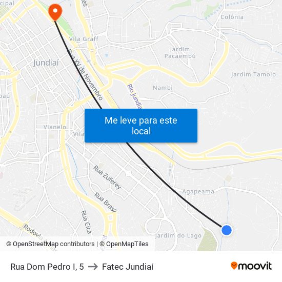 Rua Dom Pedro I, 5 to Fatec Jundiaí map