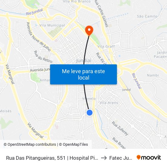 Rua Das Pitangueiras, 551 | Hospital Pitangueiras to Fatec Jundiaí map