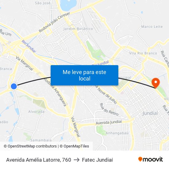 Avenida Amélia Latorre, 760 to Fatec Jundiaí map