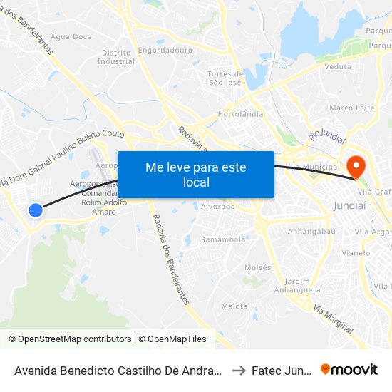 Avenida Benedicto Castilho De Andrade, 877 to Fatec Jundiaí map