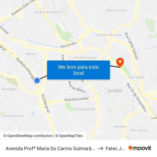 Avenida Profª Maria Do Carmo Guimarães Pellegrini, 2707 to Fatec Jundiaí map