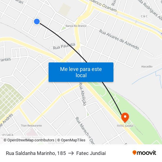 Rua Saldanha Marinho, 185 to Fatec Jundiaí map