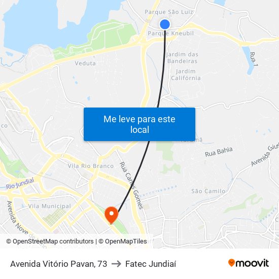 Avenida Vitório Pavan, 73 to Fatec Jundiaí map