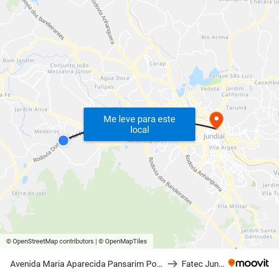 Avenida Maria Aparecida Pansarim Porcari, 256 to Fatec Jundiaí map