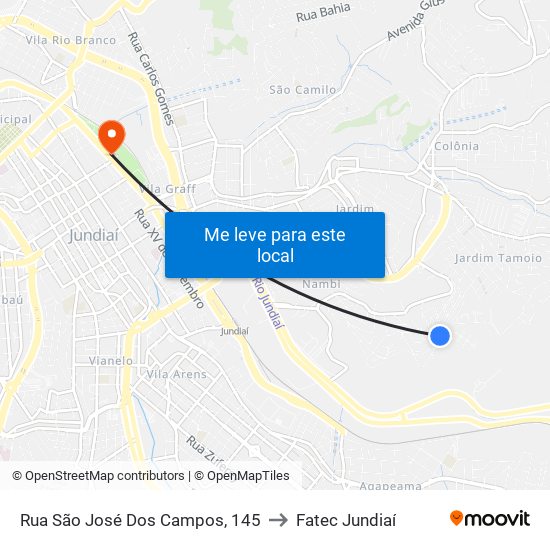 Rua São José Dos Campos, 145 to Fatec Jundiaí map