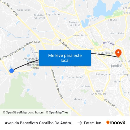 Avenida Benedicto Castilho De Andrade, 1091 to Fatec Jundiaí map