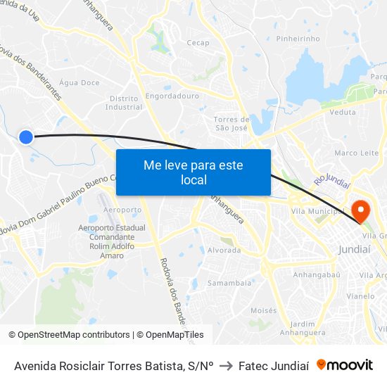 Avenida Rosiclair Torres Batista, S/Nº to Fatec Jundiaí map